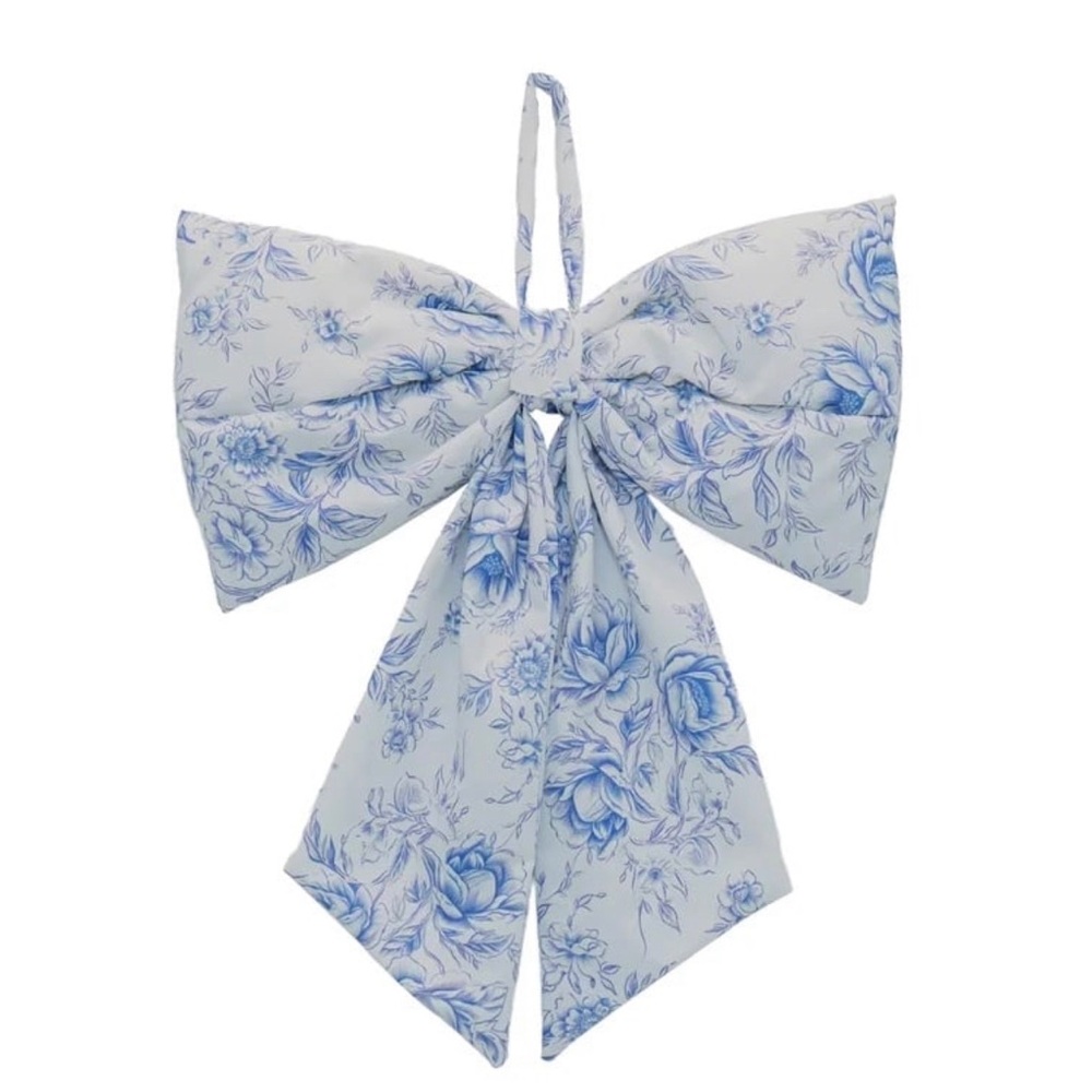 Striped Decorative Bow, Blue and White, 13.75” by My Texas House Walmart